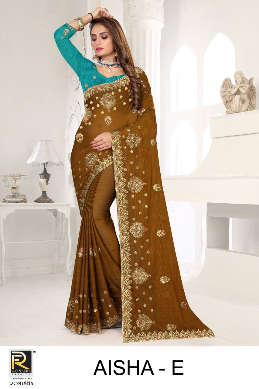 Ronisha Aisha Georgette Heavy Designer Festive Wear Saree Collection
